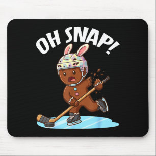 Easter Ice Hockey Gingerbread Man Oh Snap Broken A Mouse Pad