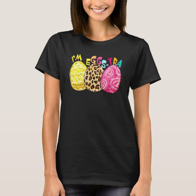 Easter Im Eggstra Womens Leopard Eggs Graphic 1 T-Shirt (Front)