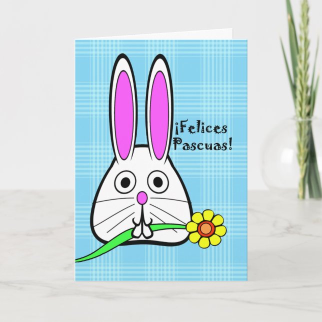 Easter in Spanish, Felices Pascuas, Cute Bunny Holiday Card (Front)
