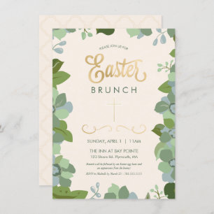 Easter Invitation Card - Floral, Custom, Elegant