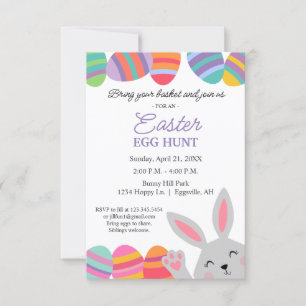 Easter Invitation Cute Bunny Pretty Eggs