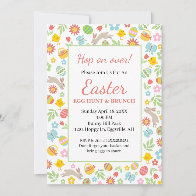 Easter Invitation floral border (Front)