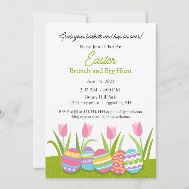 Easter Invitation for Brunch and Egg Hunt (Front)