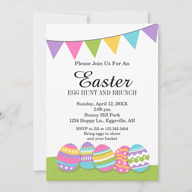 Easter Invitation for Egg Hunt or Brunch (Front)