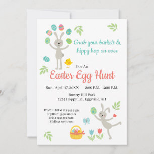Easter Invitation Hopping Bunny and Egg Hunt
