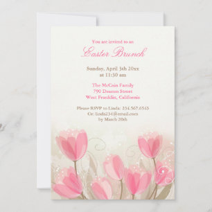 Easter Invitation Tulips Flowers Flat Card