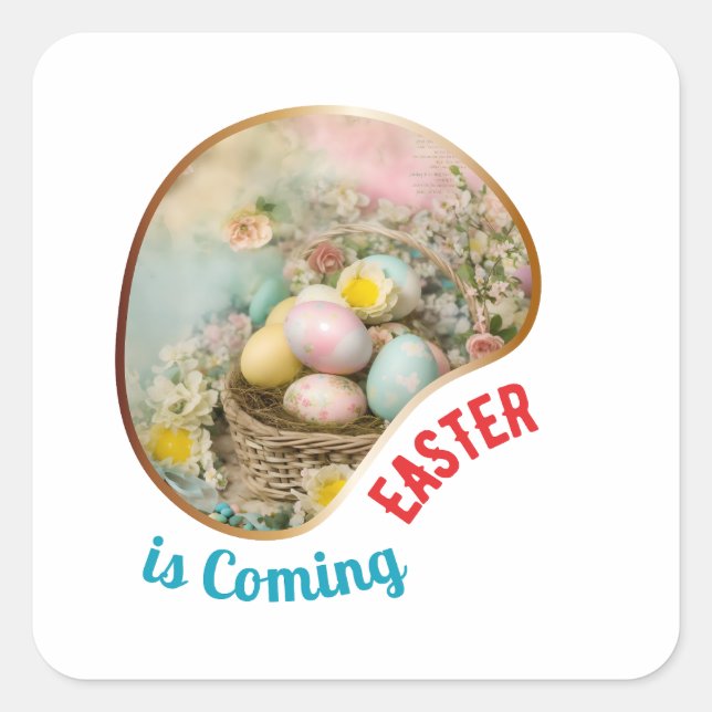 Easter is Coming - Primitive Square Sticker (Front)