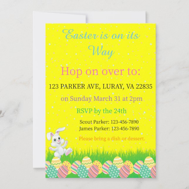 Easter Is On Its Way Invitation  (Front)