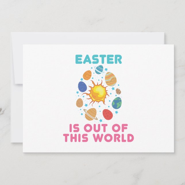 Easter Is Out of This World Space Planets Holiday Card (Front)