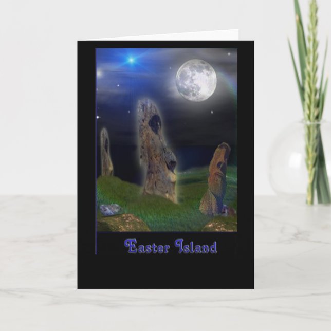 Easter Island  art Holiday Card (Front)
