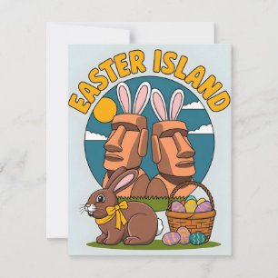 Easter Island Bunny Basket Design Holiday Card