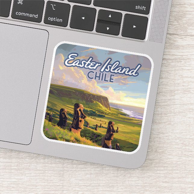 Easter Island Chile Moai Rapa Nui Polynesia Retro (Detail)