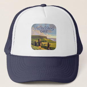 Easter Island Chile Moai Rapa Nui Polynesia Retro Trucker Hat