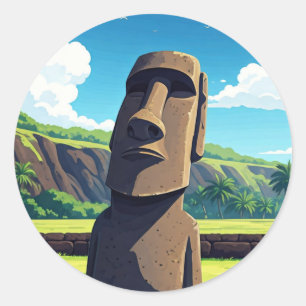 Easter Island Chile Moai Travel Classic Round Sticker