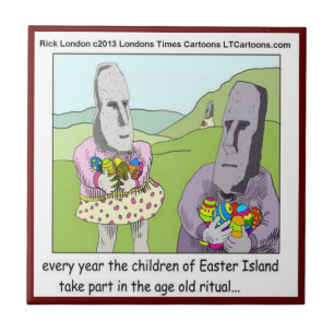 Easter Island Egg Hunt by Rick London Ceramic Tile