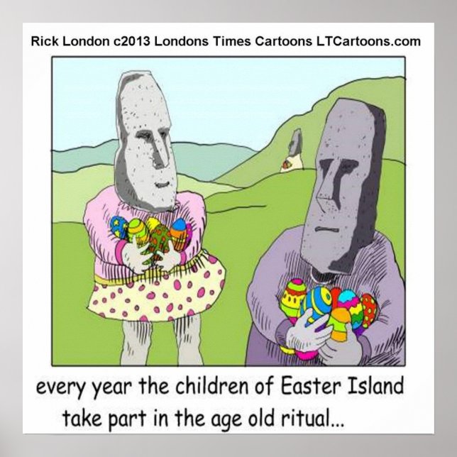 Easter Island Egg Hunt by Rick London Poster (Front)