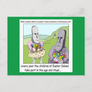 Easter Island Egg Hunt Greetingcard by Rick London Holiday Postcard
