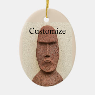 Easter Island Moai Head Thunder_Cove Ceramic Ornament