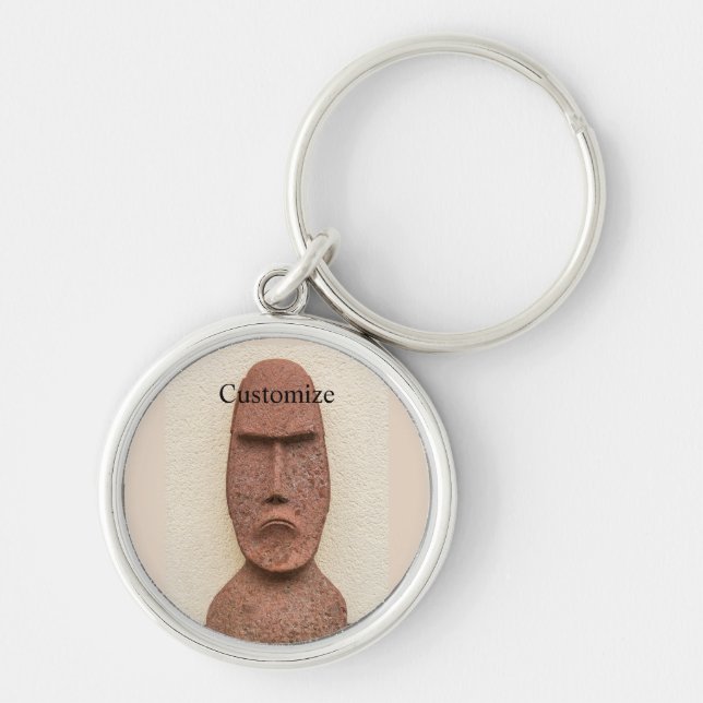 Easter Island Moai Head Thunder_Cove  Key Ring (Front)