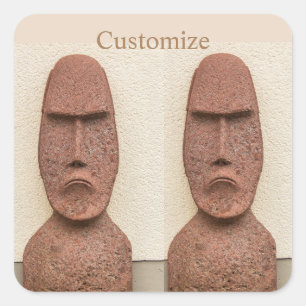 Easter Island Moai Head Thunder_Cove Square Sticker