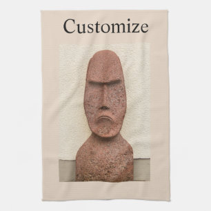 Easter Island Moai Head Thunder_Cove Tea Towel