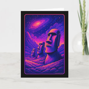 Easter Island Moai Heads - Rapa Nui Alien Galaxy A Card