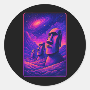 Easter Island Moai Heads - Rapa Nui Alien Galaxy A Classic Round Sticker