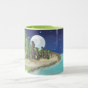 Easter Island Moai Two-Tone Coffee Mug