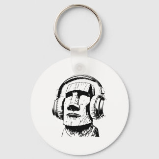 Easter Island Moai With Headphones, Isla De Pascua Key Ring
