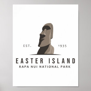 Easter Island Rapa Nui National Park Emblem Vintag Poster