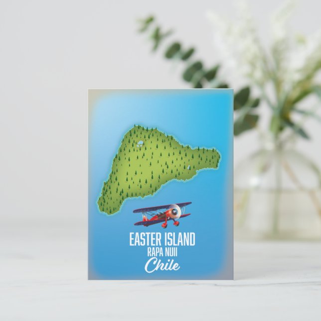 Easter Island Rapa Nuii map Postcard (Standing Front)