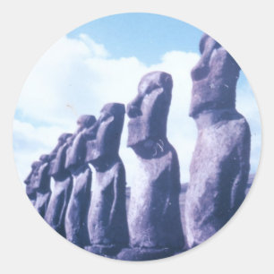 Easter Island Statues Classic Round Sticker
