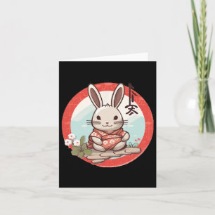Easter Japan Rabbit Bunny In Japanese Kimono Suit Card