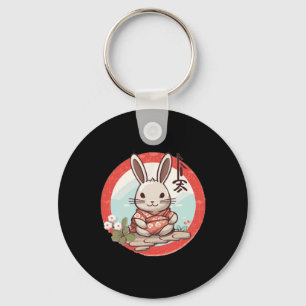 Easter Japan Rabbit Bunny In Japanese Kimono Suit Key Ring