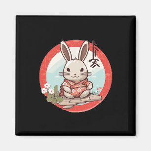 Easter Japan Rabbit Bunny In Japanese Kimono Suit Magnet