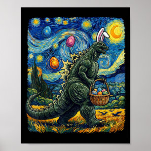 Easter japanese monster bunny ears egg kaiju van poster