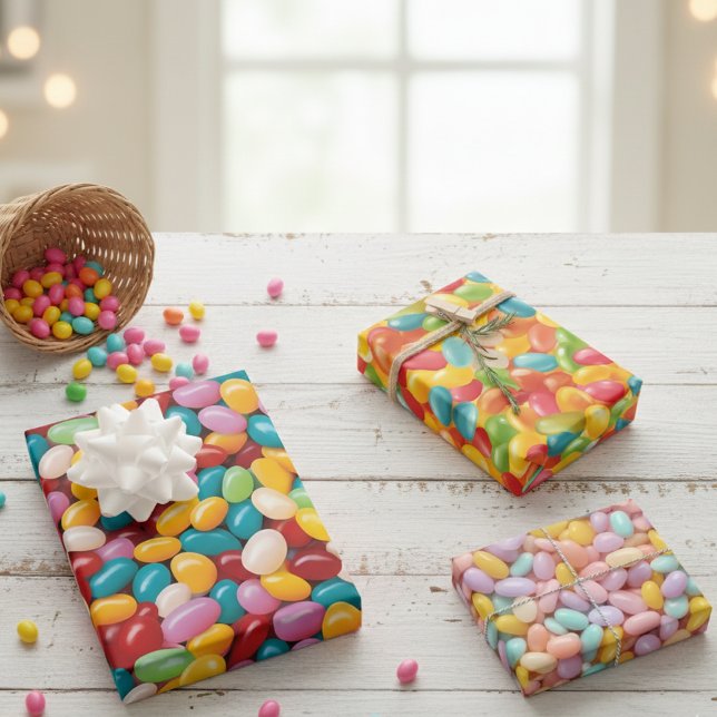 Easter Jelly Bean Pattern Wrapping Paper Sheet (Creator Uploaded)