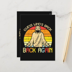 Easter Jesus Guess Whos Back Religious Christian Holiday Postcard