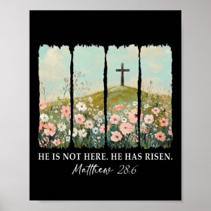 Easter Jesus He Is Not Here He Has Risen Wildflowe Poster