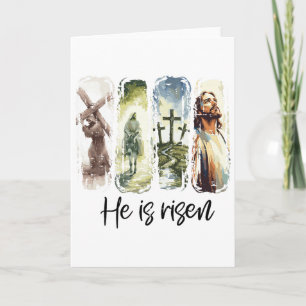 Easter Jesus He Is Risen 4 Scenes Christian Men Wo Card