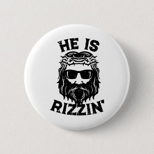 Easter Jesus He Is Rizzin Risen Fun Christian Men 6 Cm Round Badge