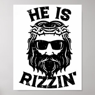 Easter Jesus He Is Rizzin Risen Fun Christian Men  Poster