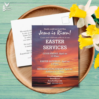 EASTER Jesus is Risen CHURCH SERVICES Customised Invitation Postcard