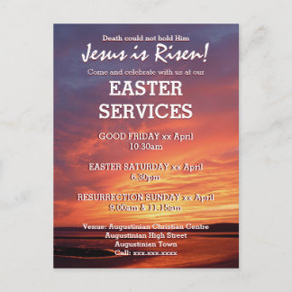 EASTER Jesus is Risen CHURCH SERVICES Customised Invitation Postcard