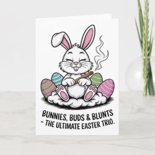 Easter Joke Humourous Bunnies Buds Blunts Trio  Card