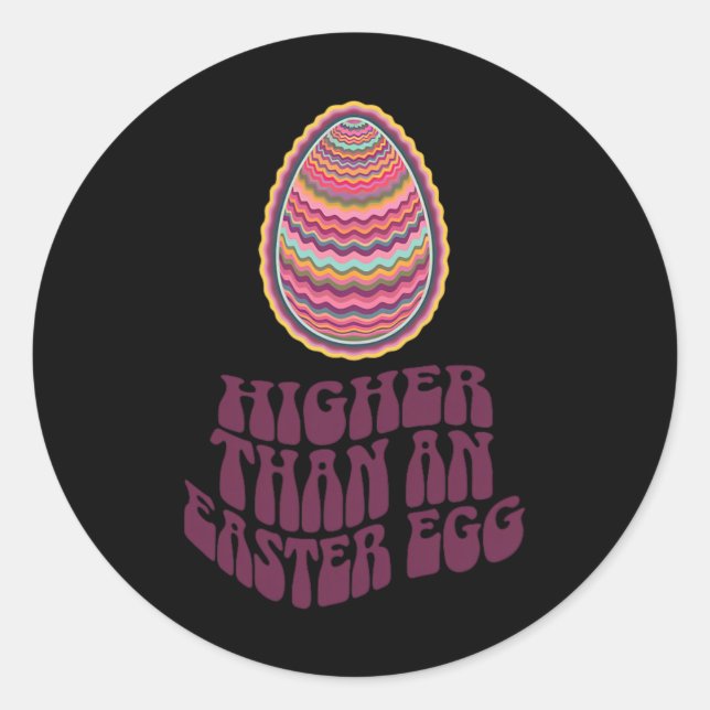 Easter Joke Retro Psychedelic Egg Hunt Art Funny  Classic Round Sticker (Front)