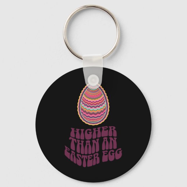 Easter Joke Retro Psychedelic Egg Hunt Art Funny  Key Ring (Front)