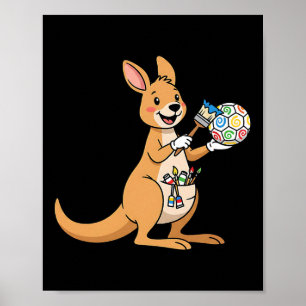 Easter Kangaroo Painting Colourful Egg Art For Kid Poster
