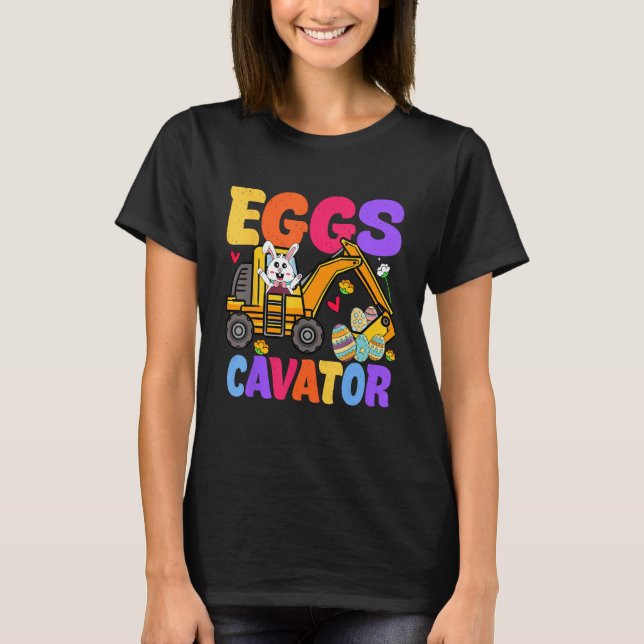 Easter Kids Boys  Excavator Happy Easter EggsCavat T-Shirt (Front)