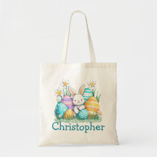 Easter Kids Name Boys Bunny Rabbit Tote Bag